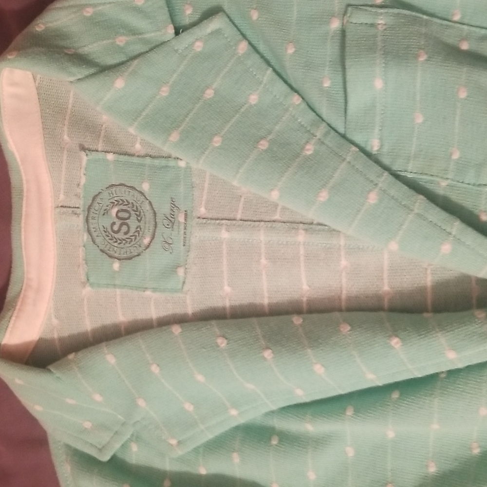 Teal blazer XLARGE with one button. Sleeves are mid length - Picture 3 of 5